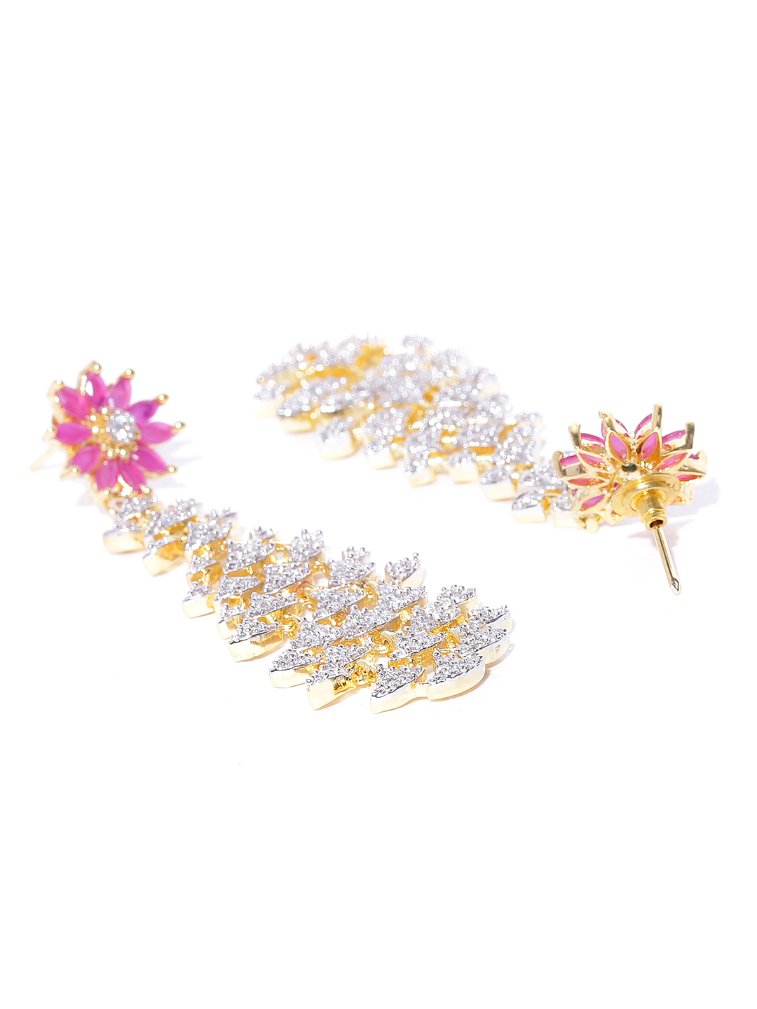 YouBella Gold-Plated Stone-Studded Drop Earrings